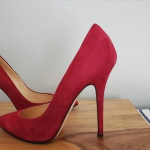 Giuseppe Zanotti burgundy suede pointy toe heels